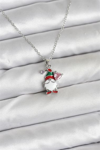 316L Çelik Zincir Gümüş Renk Yılbaşı Teması Kadın Kolye