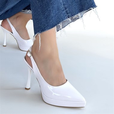 Arim Rugan Platform Topuk Ayakkabı -Beyaz