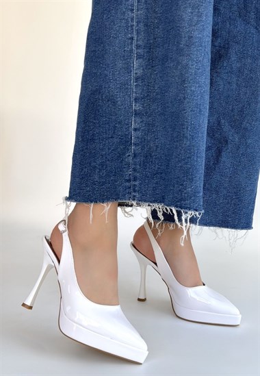 Arim Rugan Platform Topuk Ayakkabı -Beyaz