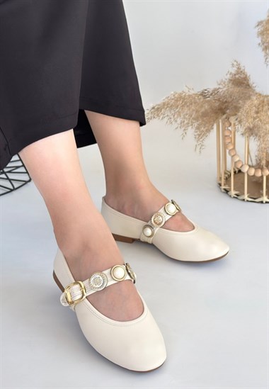 Atnis Cilt Babet Ayakkabı -Bej