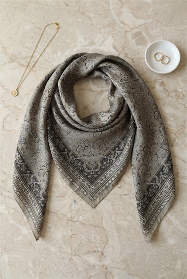 Barok Desen Coton Eşarp -Toprak