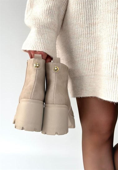 Belay Nubuk Topuklu Bot -Bej