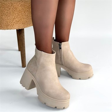 Belay Nubuk Topuklu Bot -Bej