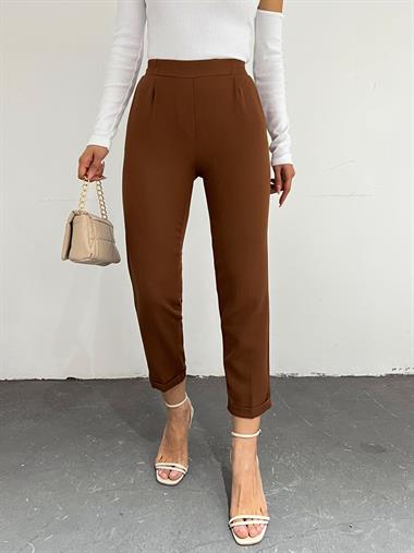 Beli Lastikli Pantolon -Kahverengi