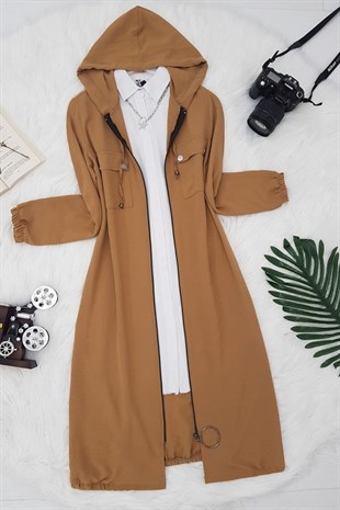 Boydan Fermuarlı Ayrobin Kap -Taba