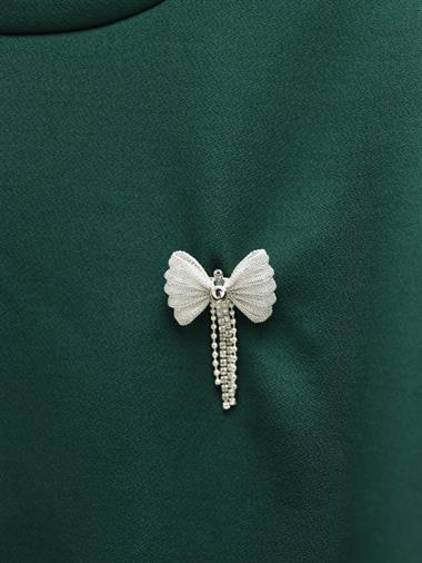 Broşlu Etekli Takım -Zümrüt