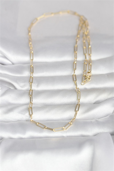 CM 14K Gold Renk Ataç Zincirli Model 60 cm Kadın Kolye