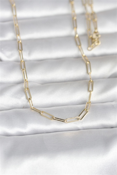 CM 14K Gold Renk Ataç Zincirli Model 60 cm Kadın Kolye