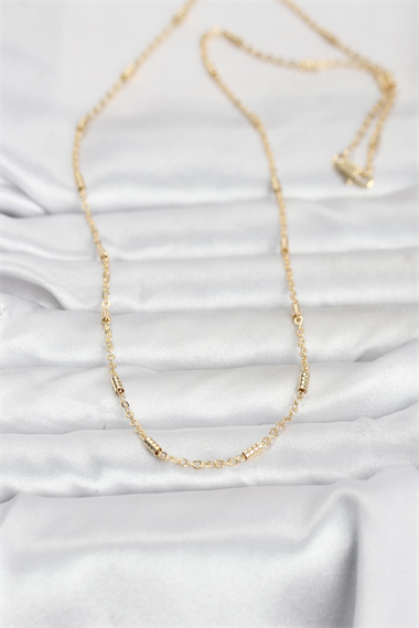 CM 14K Gold Renk Bar Zincir Model 60 cm Kadın Kolye