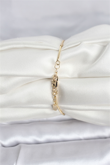 CM 14K Gold Renk Barlı Yılan Zincir Model Kadın Bileklik