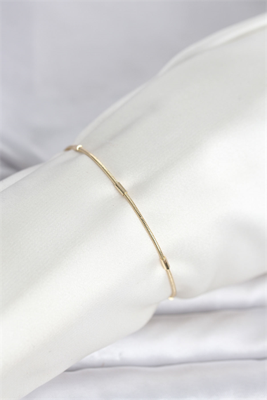 CM 14K Gold Renk Barlı Yılan Zincir Model Kadın Bileklik