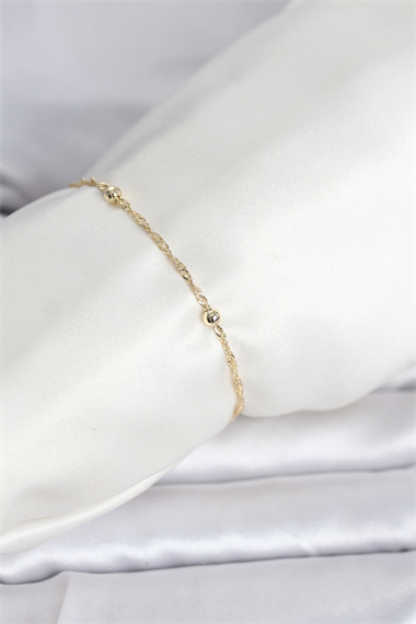 CM 14K Gold Renk Burgu Topçuk Model Kadın Bileklik