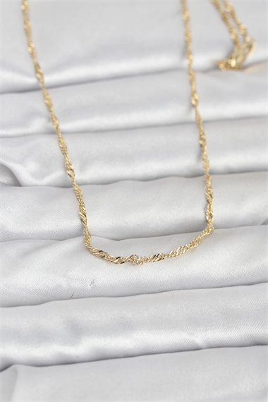 CM 14K Gold Renk Burgu Zincirli 60 cm Kadın Kolye