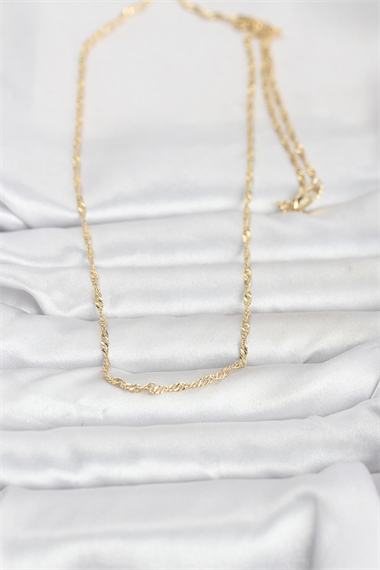 CM 14K Gold Renk Burgu Zincirli 60 cm Kadın Kolye