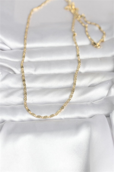 CM 14K Gold Renk Çizgi Lazer Model 60 cm Kadın Kolye