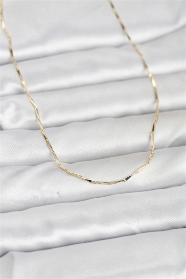 CM 14K Gold Renk Çubuk Kesme Zincir Model 60 cm Kadın Kolye