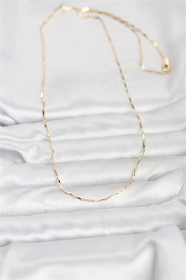 CM 14K Gold Renk Çubuk Kesme Zincir Model 60 cm Kadın Kolye