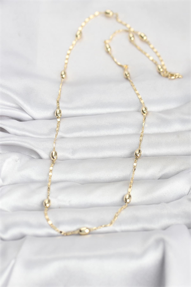 CM 14K Gold Renk Damla Topçuklu Zincir Model 60 cm Kadın Kolye