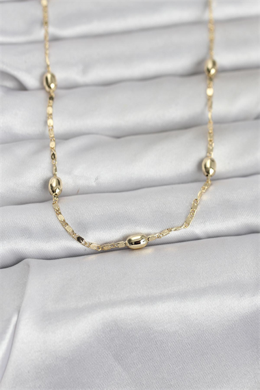 CM 14K Gold Renk Damla Topçuklu Zincir Model 60 cm Kadın Kolye