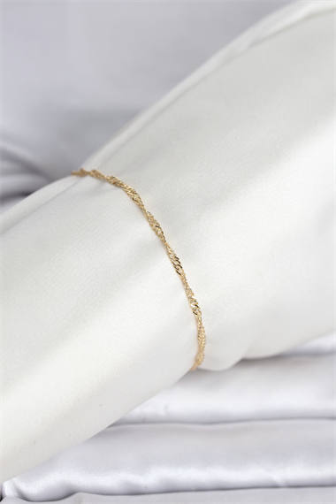 CM 14K Gold Renk Ezme Burgu Zincir Model Kadın Bileklik