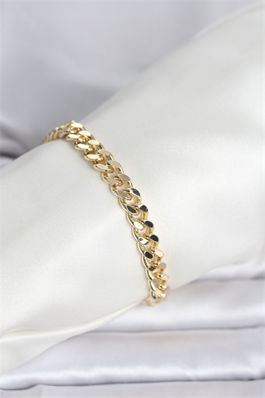 CM 14K Gold Renk Ezme Kalın Zincir Model Kadın Bileklik