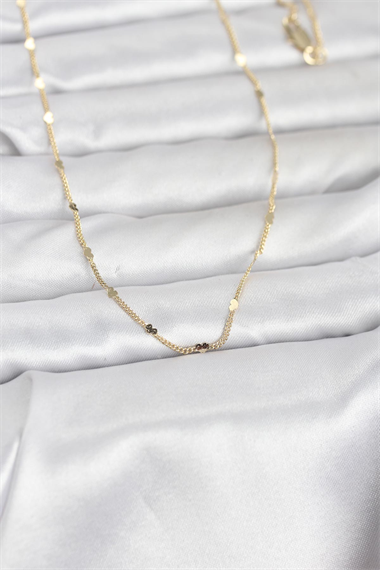 CM 14K Gold Renk Ezme Kalp Detaylı 60 cm Zincir Kadın Kolye