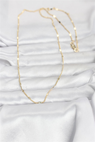 CM 14K Gold Renk Ezme Kalp Detaylı 60 cm Zincir Kadın Kolye