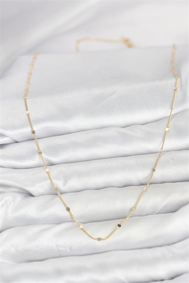 CM 14K Gold Renk Ezme Pul Model 60 cm Kadın Kolye