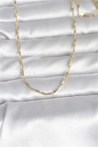 CM 14K Gold Renk İnce Ataç Zincir Model 60 cm Kadın Kolye