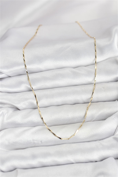 CM 14K Gold Renk İnce Kesim Çubuk Model Zincir Kadın Kolye