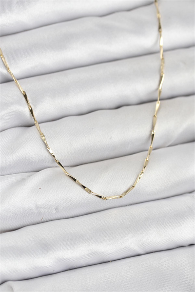 CM 14K Gold Renk İnce Kesim Çubuk Model Zincir Kadın Kolye
