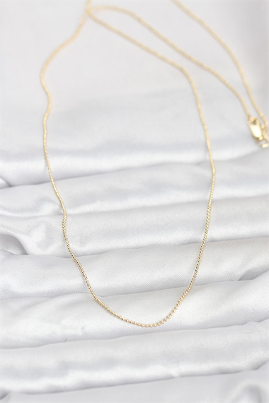 CM 14K Gold Renk İnce Top Zincirli 60 cm Kadın Kolye