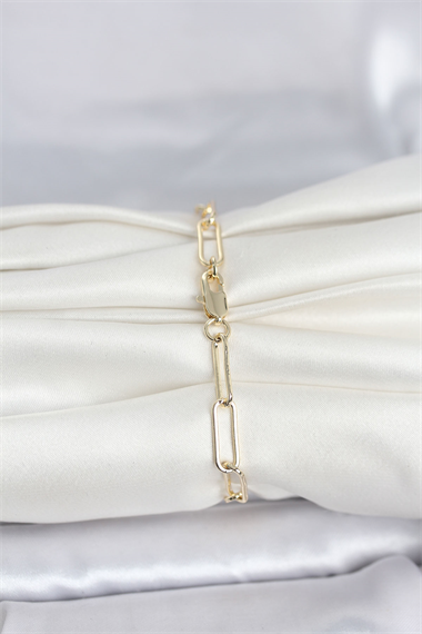 CM 14K Gold Renk Kalın Ataç Zincir Model Kadın Bileklik