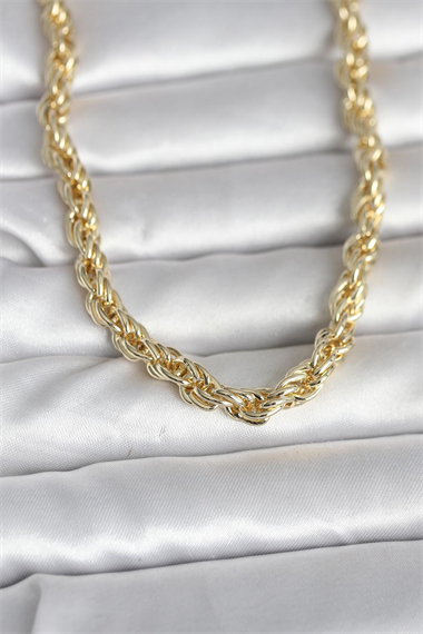 CM 14K Gold Renk Kalın Burgu Zincirli Model 60 cm Kadın Kolye