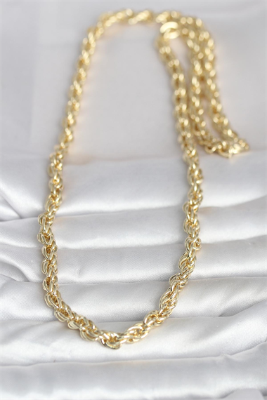CM 14K Gold Renk Kalın Burgu Zincirli Model 60 cm Kadın Kolye