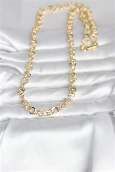 CM 14K Gold Renk Kalın Halka Zincirli 60 cm Kadın Kolye