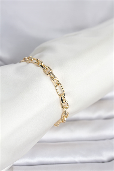 CM 14K Gold Renk Kalın Zincir Model Kadın Bileklik