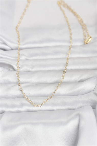 CM 14K Gold Renk Kalp Zincirli 60 cm Kadın Kolye