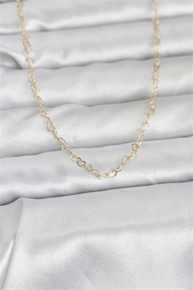 CM 14K Gold Renk Kalp Zincirli 60 cm Kadın Kolye