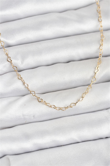 CM 14K Gold Renk Kalp Zincirli Kadın Kolye