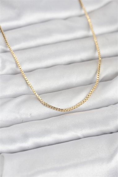 CM 14K Gold Renk Kare Zincirli Model 60 cm Kadın Kolye