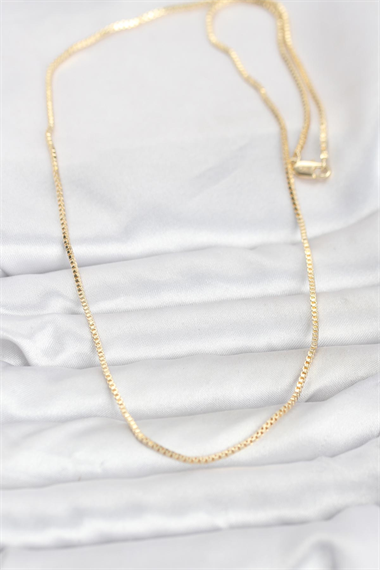 CM 14K Gold Renk Kare Zincirli Model 60 cm Kadın Kolye