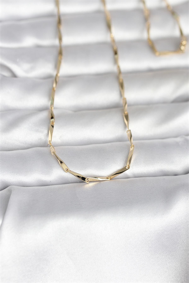 CM 14K Gold Renk Kesme Çubuk Zincirli Model 60 cm Kadın Kolye