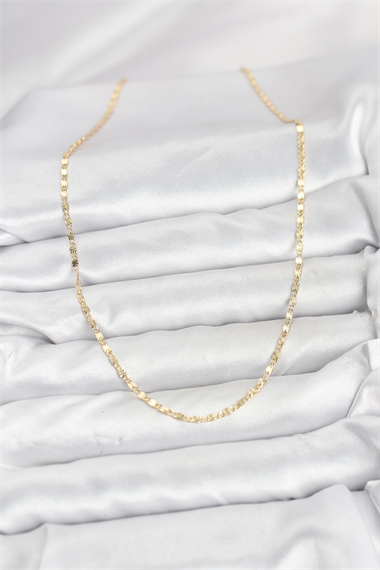 CM 14K Gold Renk Lazer İnce Zincirli Kadın Kolye