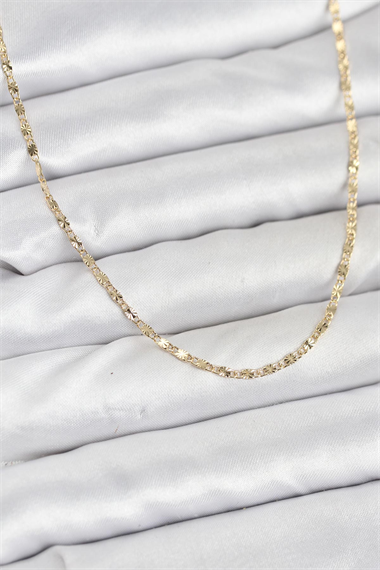 CM 14K Gold Renk Lazer İnce Zincirli Kadın Kolye