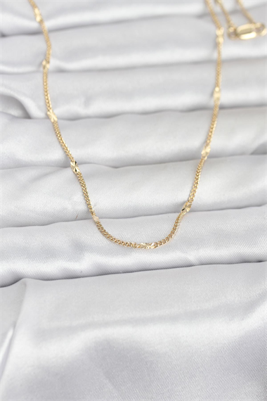 CM 14K Gold Renk Lazer Puntalı Model 60 cm Kadın Kolye