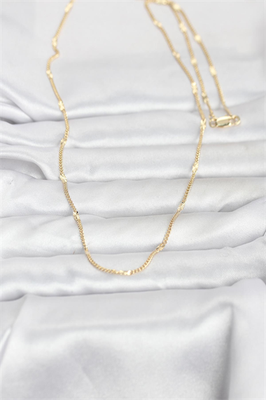 CM 14K Gold Renk Lazer Puntalı Model 60 cm Kadın Kolye