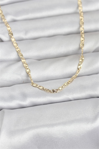 CM 14K Gold Renk Lazer Zincirli Model 60 cm Kadın Kolye