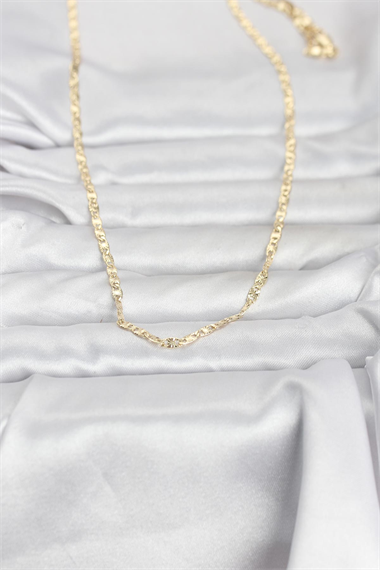 CM 14K Gold Renk Lazer Zincirli Model 60 cm Kadın Kolye