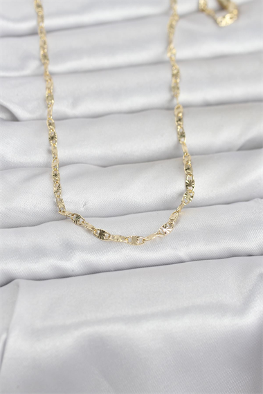 CM 14K Gold Renk Lazerli Gemici Zincir Model 60 cm Kadın Kolye